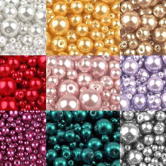 Stikla pērlītes, Ø4–12 mm, dažādi izmēri, 50 g - dažādu krāsu varianti
