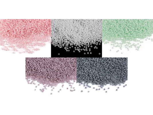 Stikla sēkliņpērlītes 15/0 | 1.5 mm 50 g| Perlamutra efekts|dažādas krāsas