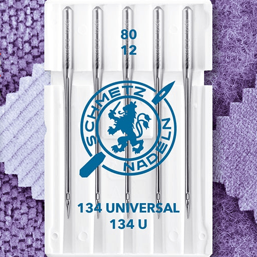 Attēls ar Šujmašīnas adatas SCHMETZ 134 UNIVERSAL ar apaļo kātu Nr.80 (5gab.) – pieejams Šarlotes audumi