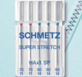 Šujmašīnu adatas ļoti elastīgai trikotāžai SCHMETZ SUPER STRETCH - Nr.75/90 (5gab.)