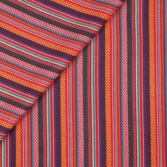 Tautiska raksta audums - lillā, oranžs ar sarkanu 200 g/m²