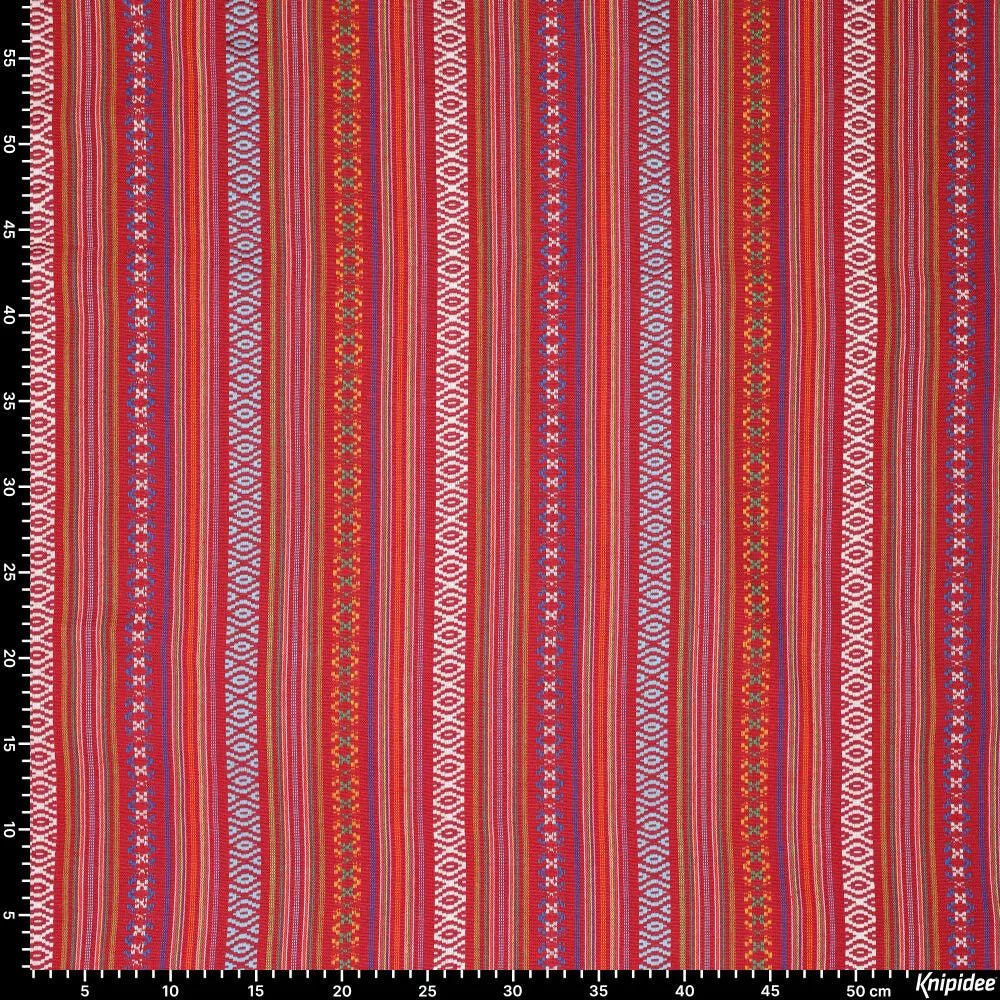 Tautiska raksta audums - sarkanie toņi 200 g/m²