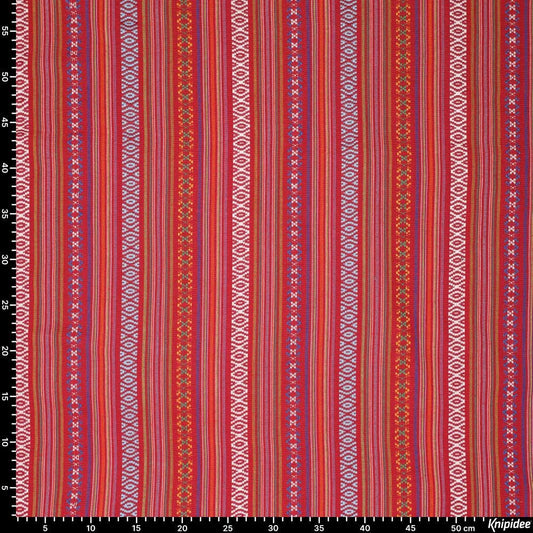 Tautiska raksta audums - sarkanie toņi 200 g/m²