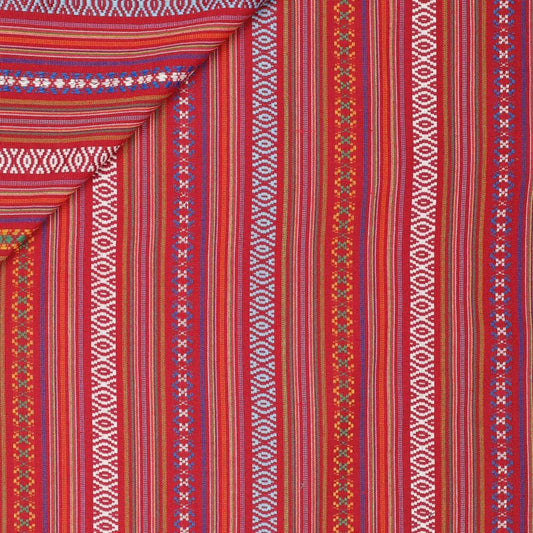 Tautiska raksta audums - sarkanie toņi 200 g/m²