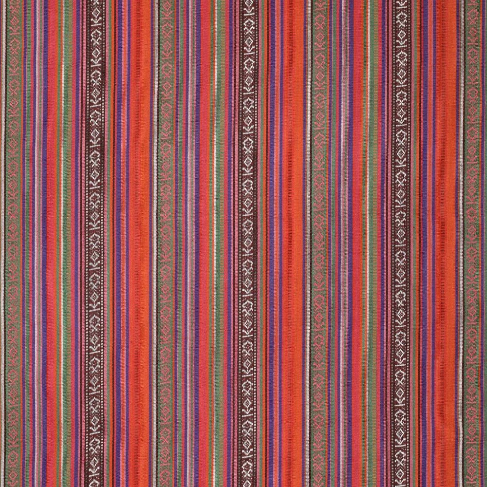 Tautiska raksta audums - zaļš, oranžs ar sarkanu 200 g/m²