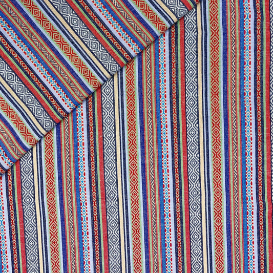 Tautiska raksta audums - zilie toņi 200 g/m²