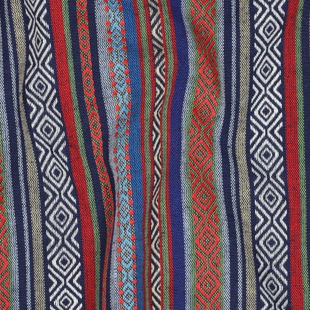 Tautiska raksta audums - zilie un oranžie toņi 200 g/m²