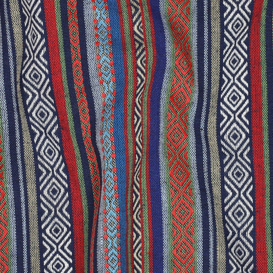 Tautiska raksta audums - zilie un oranžie toņi 200 g/m²