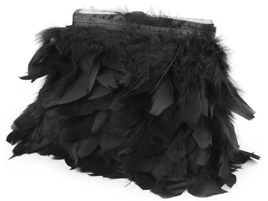 Tītara spalvu apdares lente - melna (50 cm iepakojums)