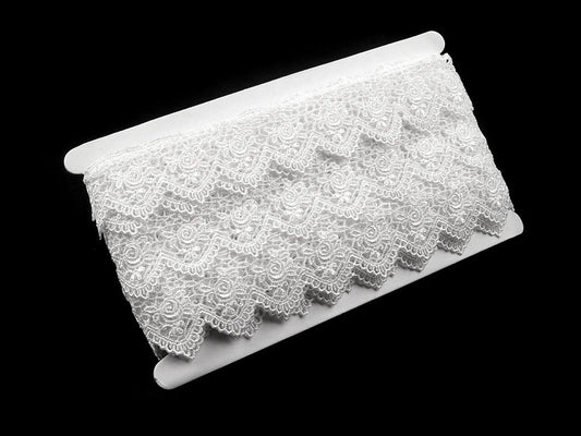 Attēls ar Venēcijas mežģīņu lente 45 mm - balta – pieejams Šarlotes audumi