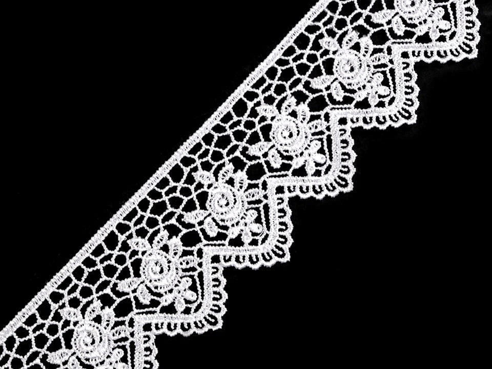 Attēls ar Venēcijas mežģīņu lente 45 mm - balta – pieejams Šarlotes audumi