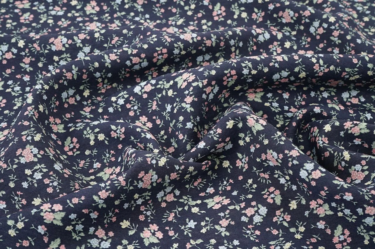 Image of viscose fabric - delicate flowers 80 g/m² – available at Šarlotes audumi