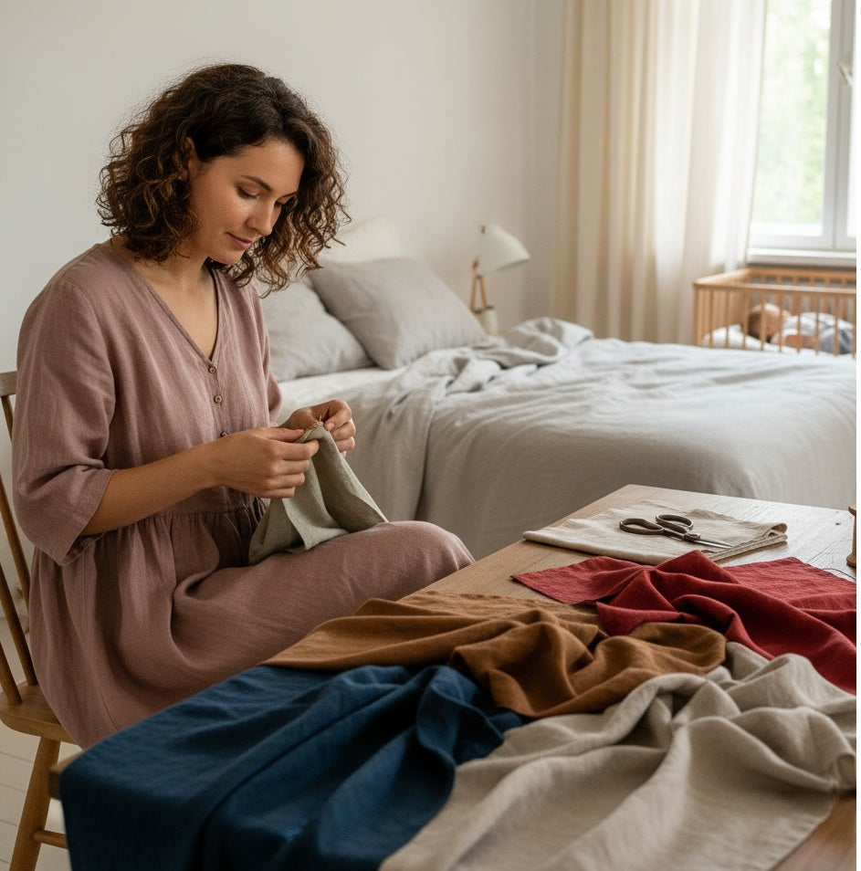 Vidēji biezs mīkstināts lina audums 205g/m²