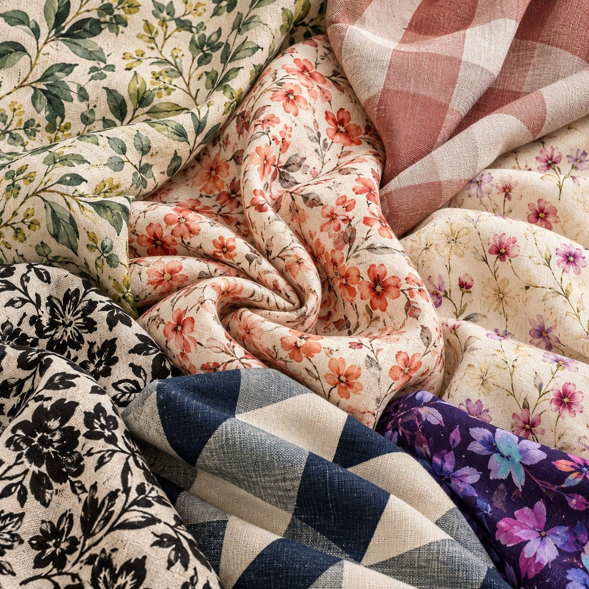 printed linen and viscose - Šarlotes audumi