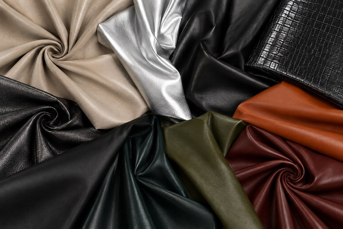 faux leather fabric in various colors and textures