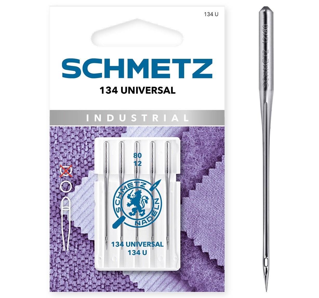 Šujmašīnas adatas SCHMETZ 134 UNIVERSAL ar apaļo kātu