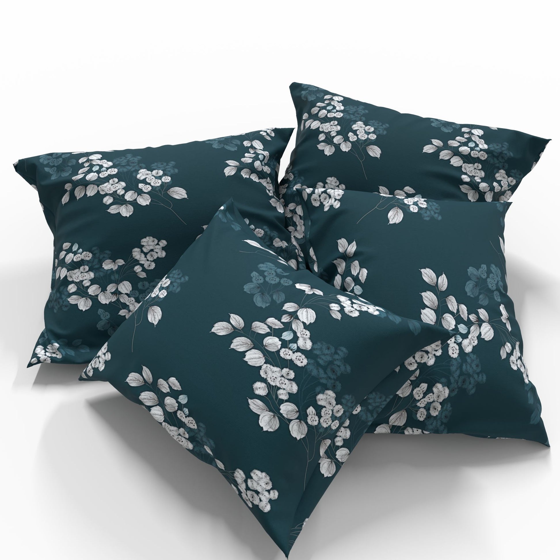 Attēls ar 100% Kokvilnas audums - baltie elegantie ziedi un lapas 220cm 146 g/m² – pieejams Šarlotes audumi