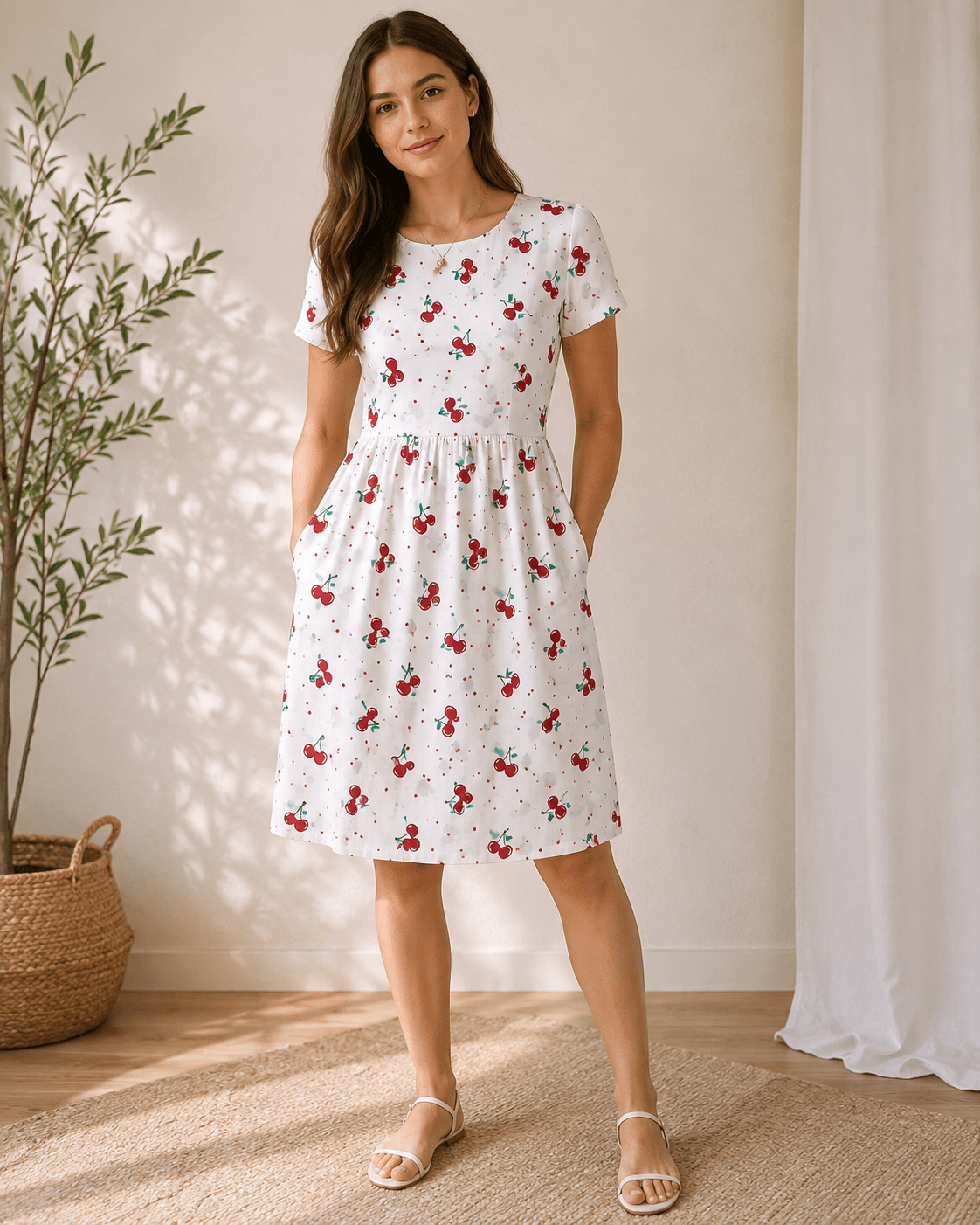 Image of 100% cotton fabric - cherries, available online at Charlotte's Fabrics