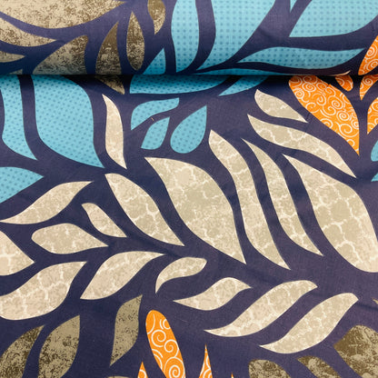 100% Cotton fabric - colorful leaf pattern 125 g/m