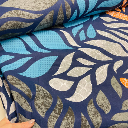 100% cotton fabric - colorful leaf motif 125 g/m