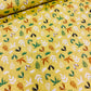 Attēls ar 100% Kokvilnas audums - lapiņas uz dzeltenzaļa fona 125 g/m² – pieejams Šarlotes audumi