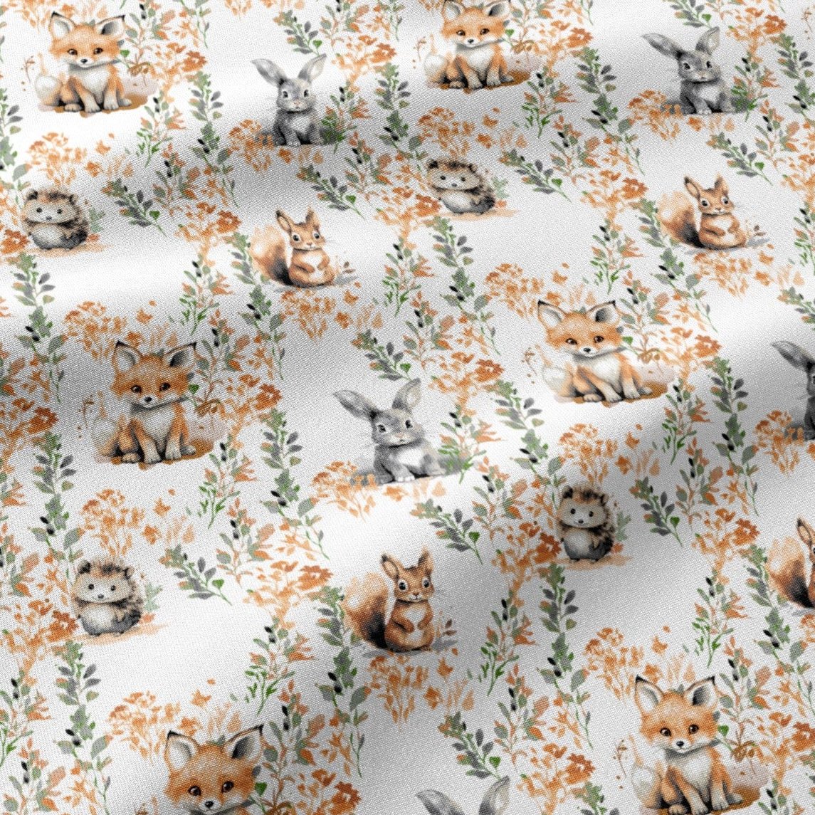 Attēls ar 100% Kokvilnas audums - lapsiņa un draugi 125 g/m² – pieejams Šarlotes audumi