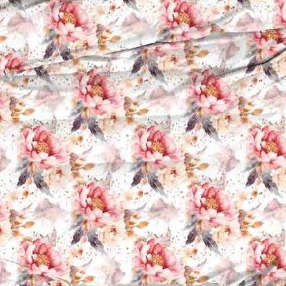 100% Cotton Fabric - Large, Pink Peonies 125 g/m²