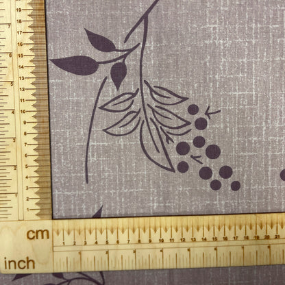 100% coton - motif de feuilles lilas 220 cm 146 g/m²