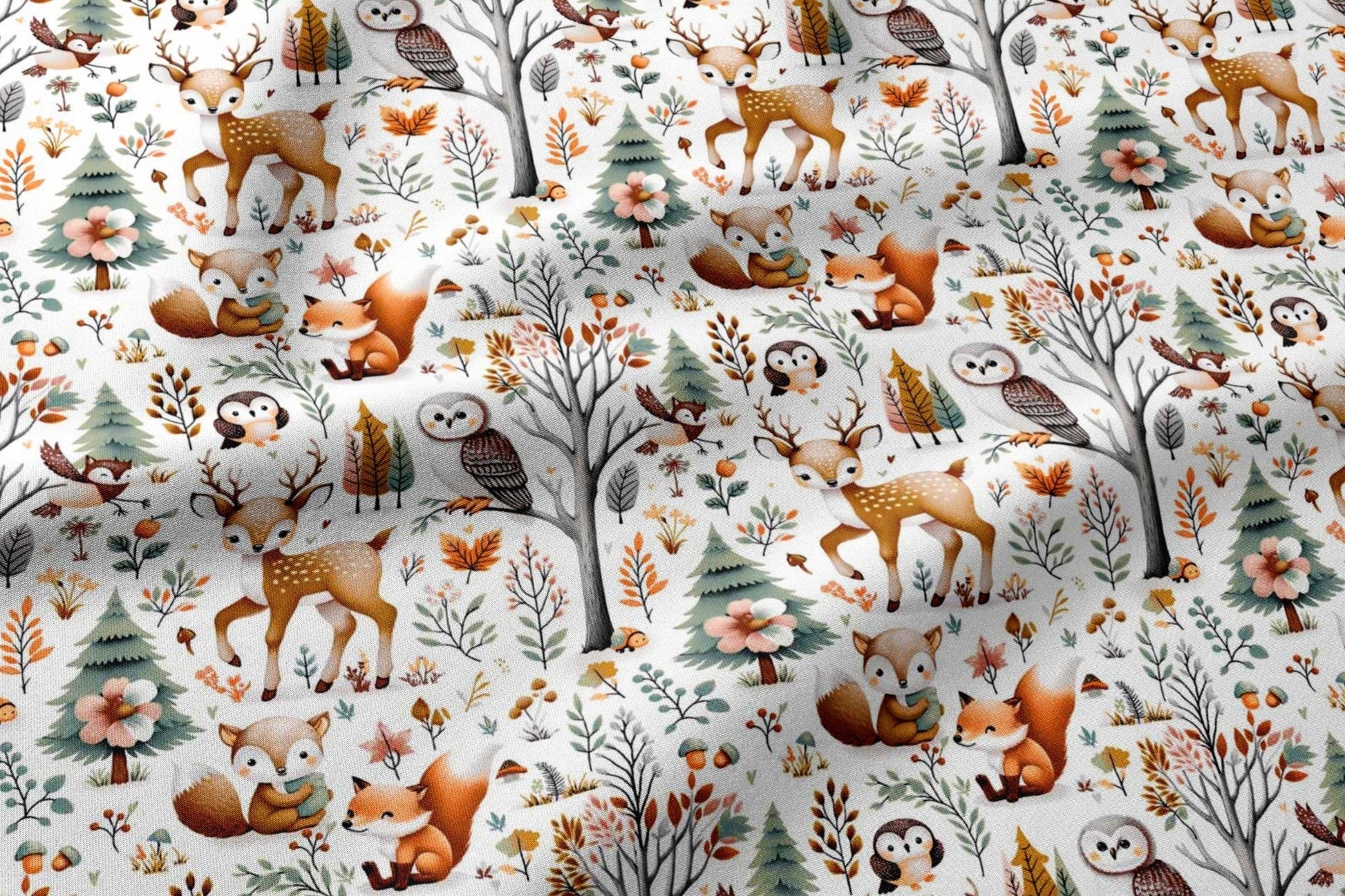 Attēls ar 100% Kokvilnas audums - meža zvēri 125 g/m – pieejams Šarlotes audumi