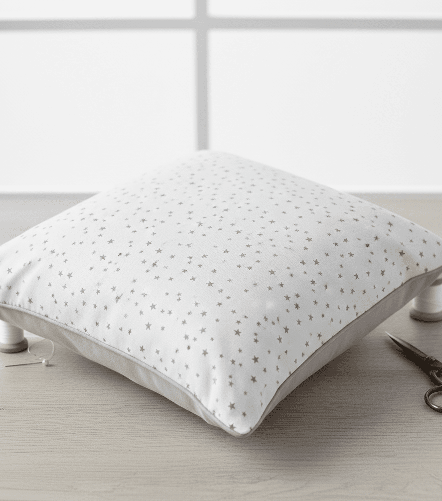 Attēls ar 100% Kokvilnas audums - pelēkas zvaigznītes 125 g/m² – pieejams Šarlotes audumi