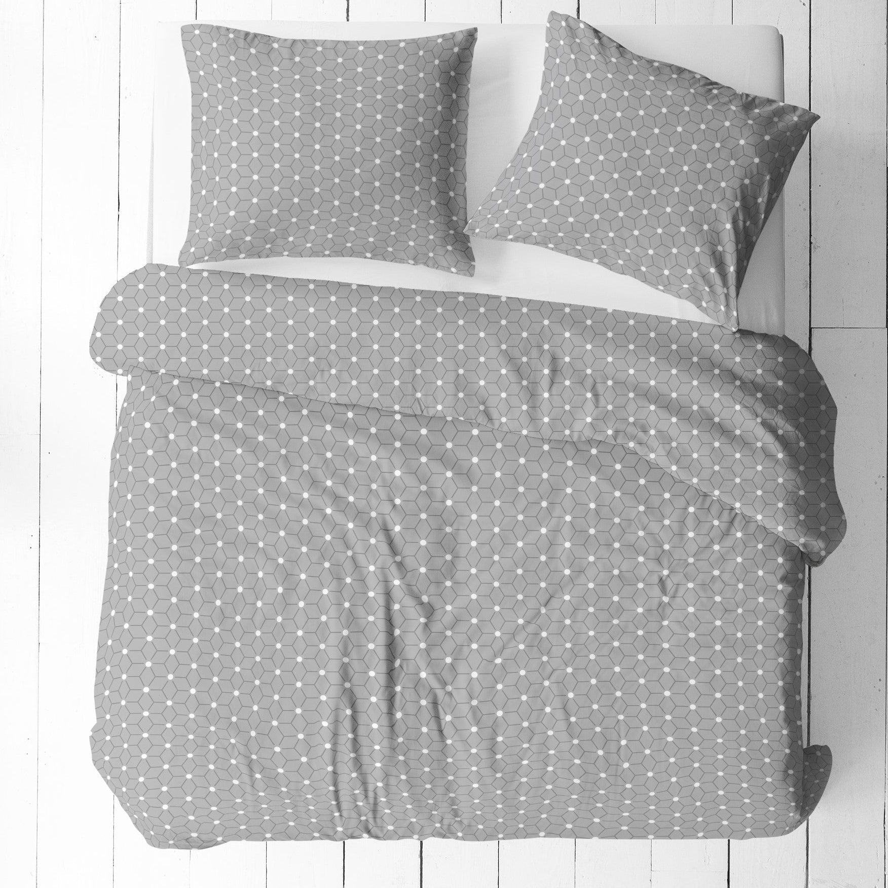 Attēls ar 100% Kokvilnas audums - pelēks ģeometrisks raksts 125 g/m² – pieejams Šarlotes audumi