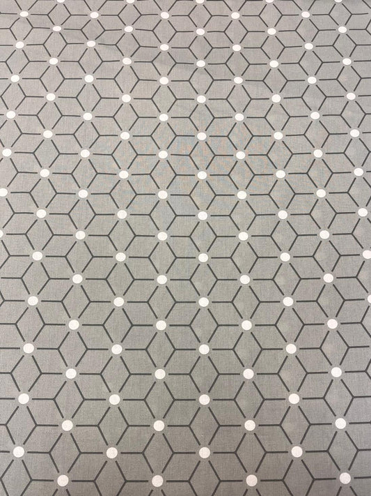 Attēls ar 100% Kokvilnas audums - pelēks ģeometrisks raksts 125 g/m² – pieejams Šarlotes audumi