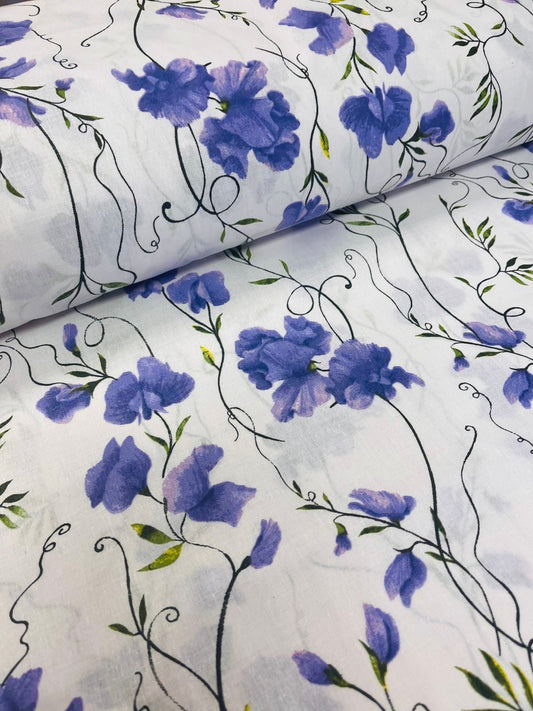 Attēls ar 100% Kokvilnas audums - puķu zirņi 125 g/m² – pieejams Šarlotes audumi