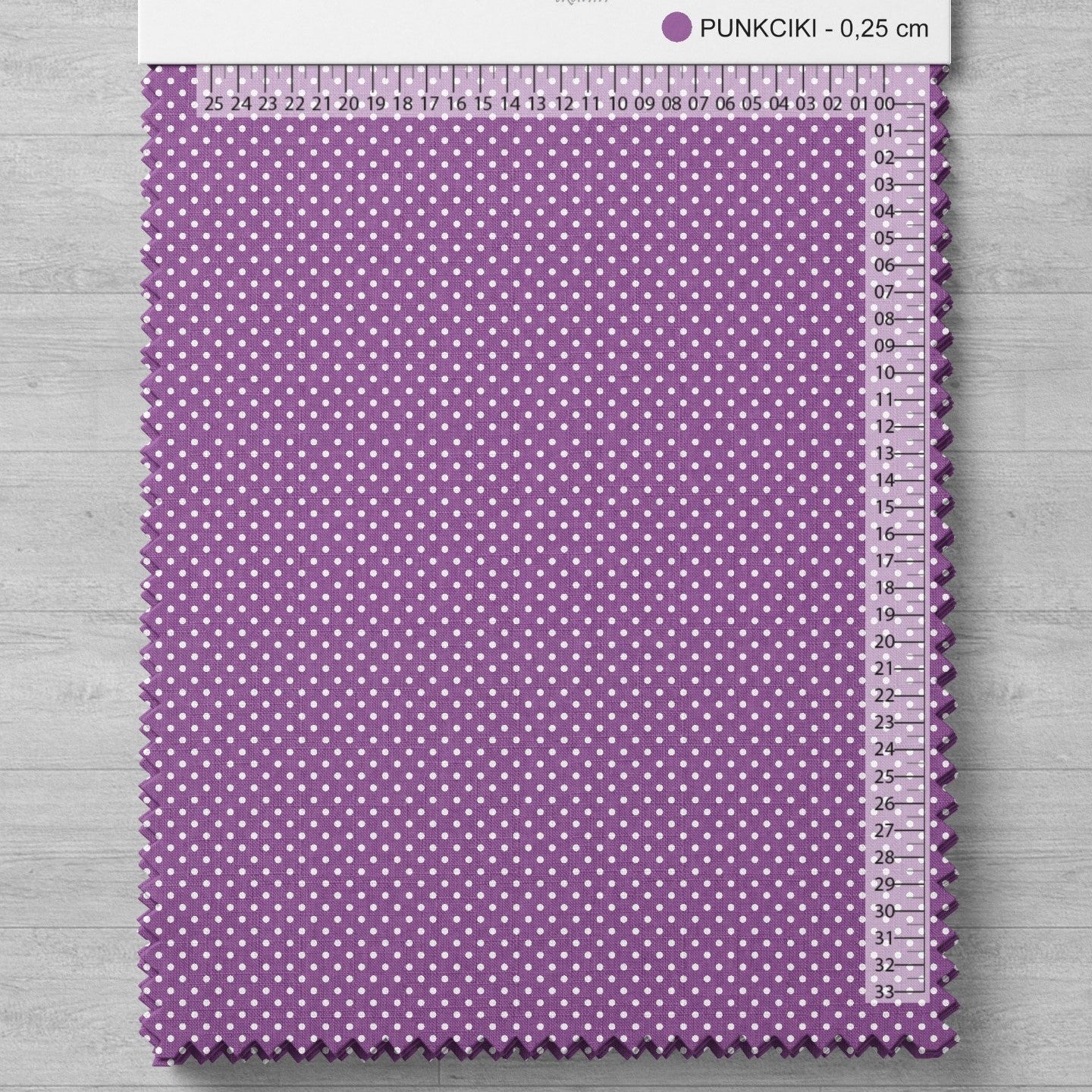 Attēls ar 100% Kokvilnas audums - punktiņi Ø2 mm uz lillā 125 g/m²(drīzumā) – pieejams Šarlotes audumi
