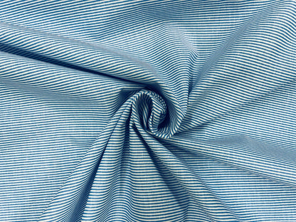 Tissu 100 % coton - fines rayures bleues 125 g/m²