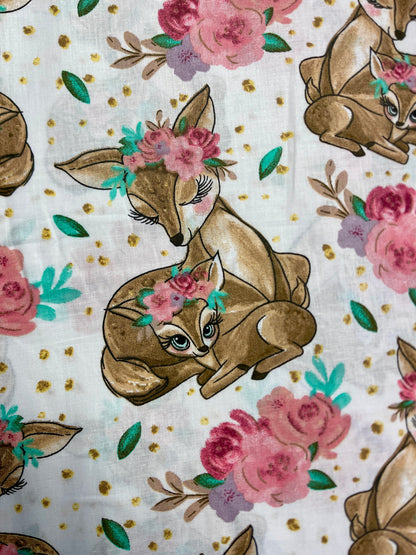100 % coton - motif faons et fleurs 125 g/m²