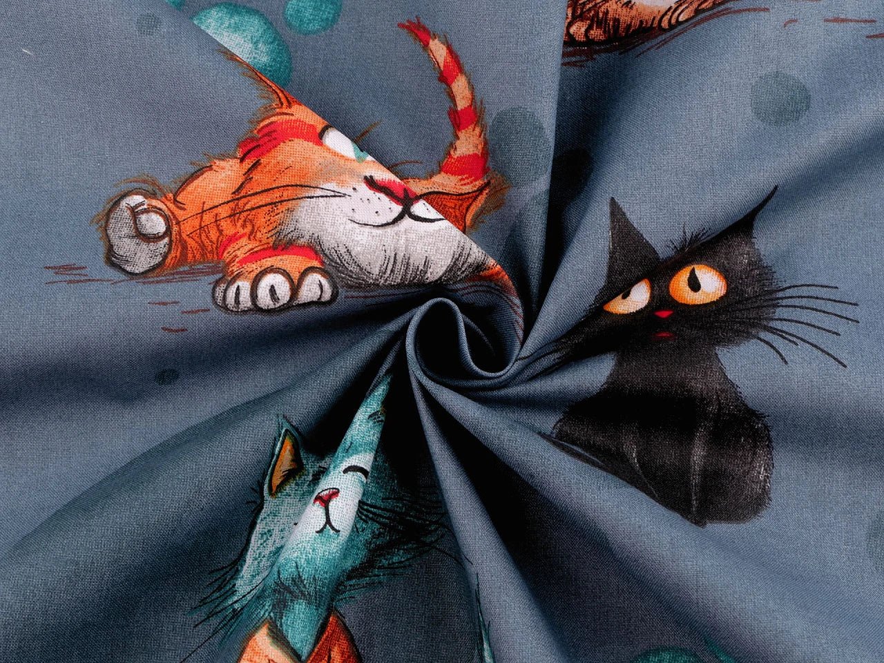 Attēls ar 100% Kokvilnas audums - trakie kaķi 125 g/m² – pieejams Šarlotes audumi