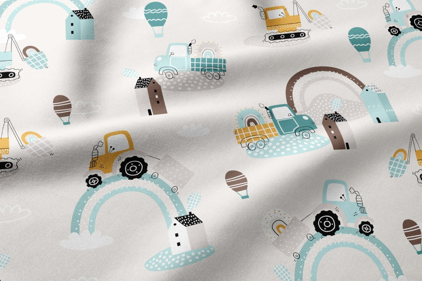 Attēls ar 100% Kokvilnas audums - traktori 125 g/m² – pieejams Šarlotes audumi