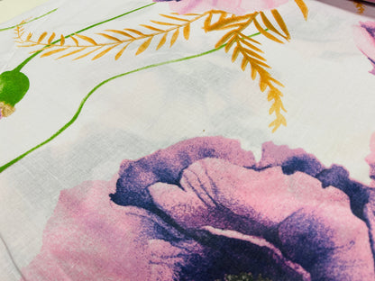 100% tissu en coton - coquelicots violets 125 g/m²