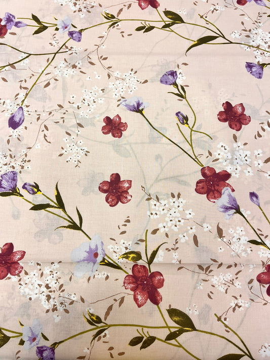 Attēls ar 100% Kokvilnas audums - ziedu motīvs 125 g/m² – pieejams Šarlotes audumi