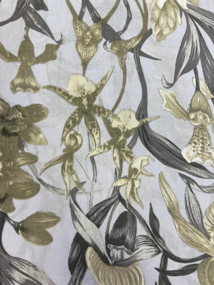 100 % coton - motif floral gris 125 g/m²