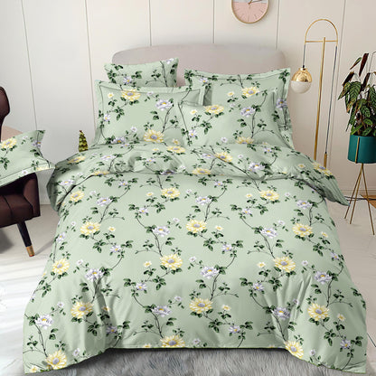 Image en tissu 100 % coton - prairie fleurie vert sauge 220 cm 130 g/m² – disponible chez Šarlotes audumi