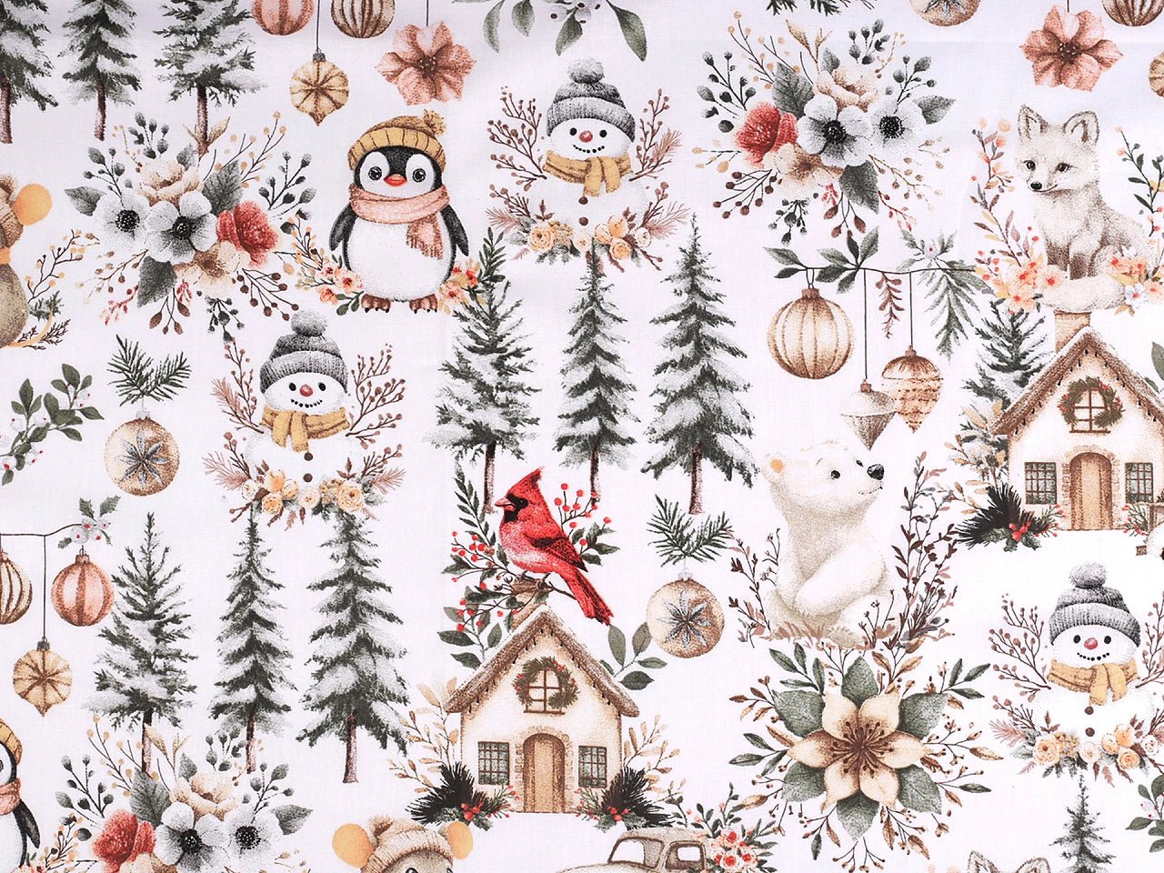 Attēls ar 100% Kokvilnas audums - ziemassvētku raksti 125 g/m – pieejams Šarlotes audumi