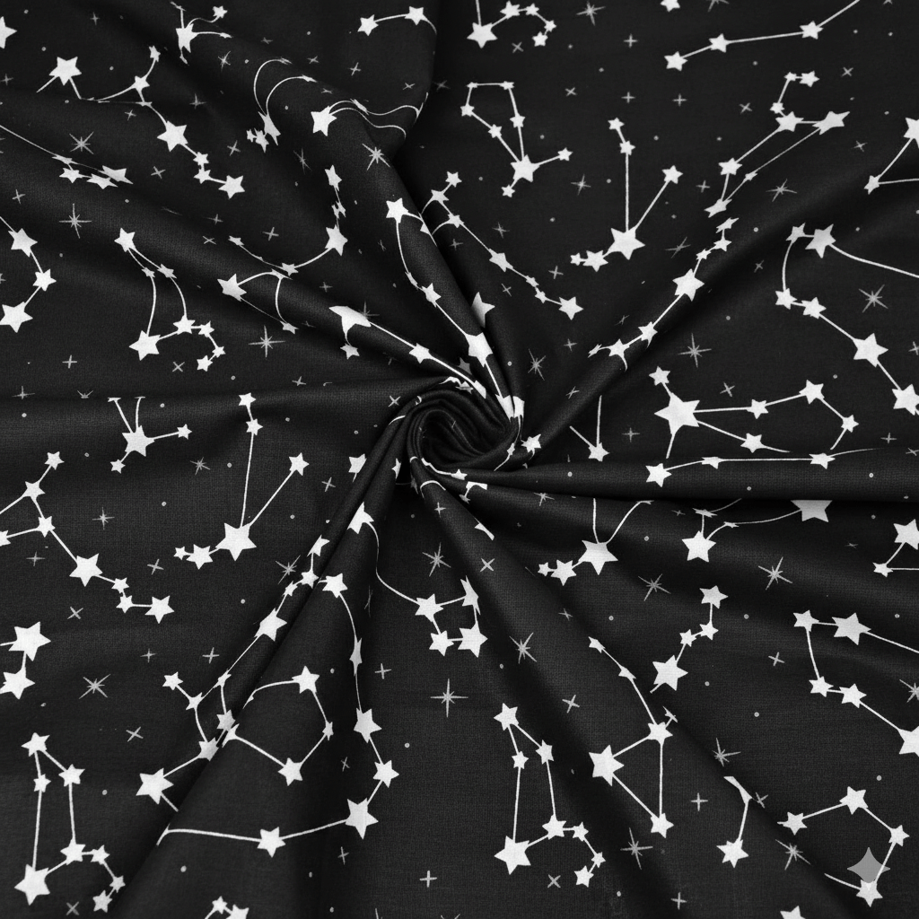 Attēls ar 100% Kokvilnas audums - zvaigznājs 125 g/m² – pieejams Šarlotes audumi