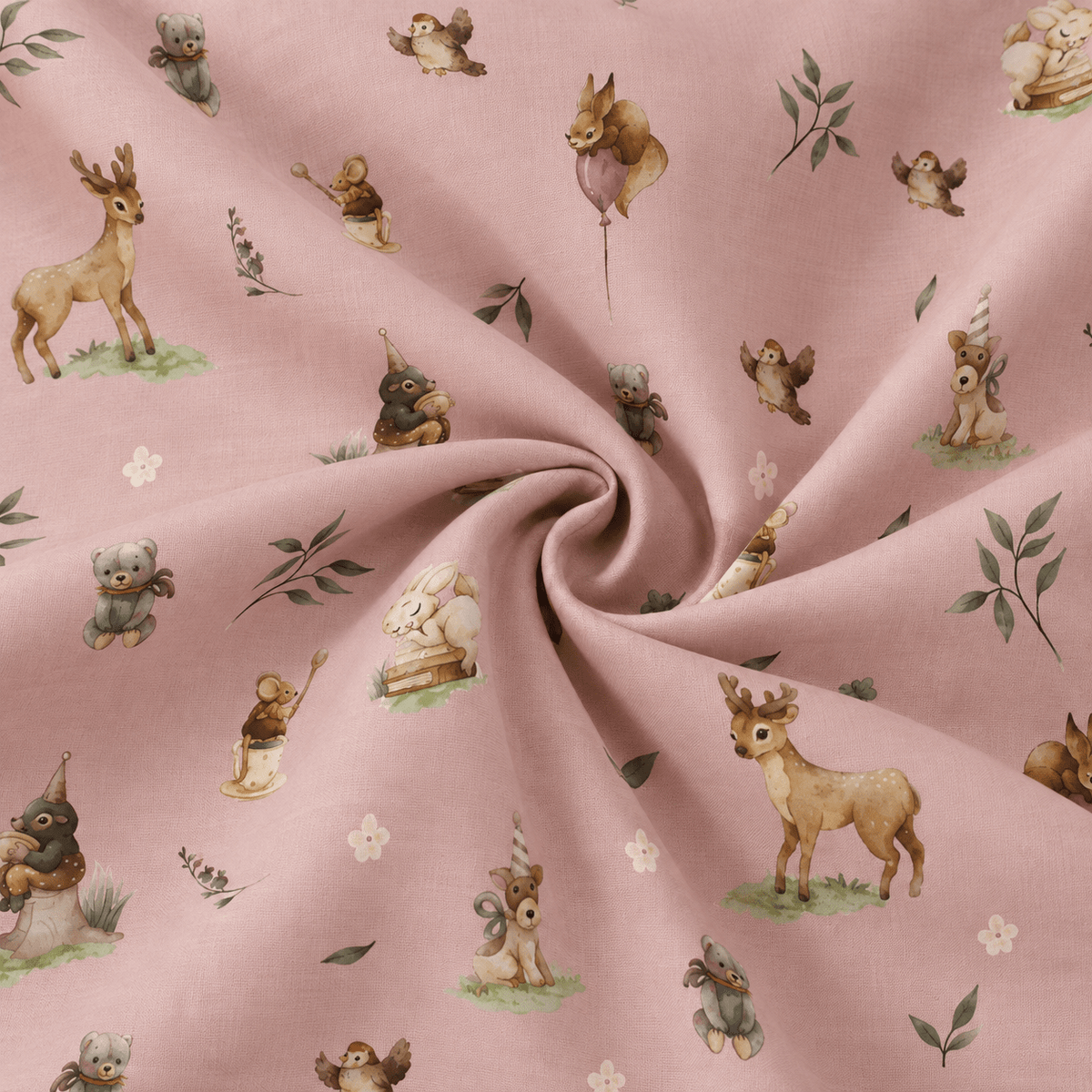 Image of 100% cotton flannel with flowers on pink – available online at Charlotte's Fabrics