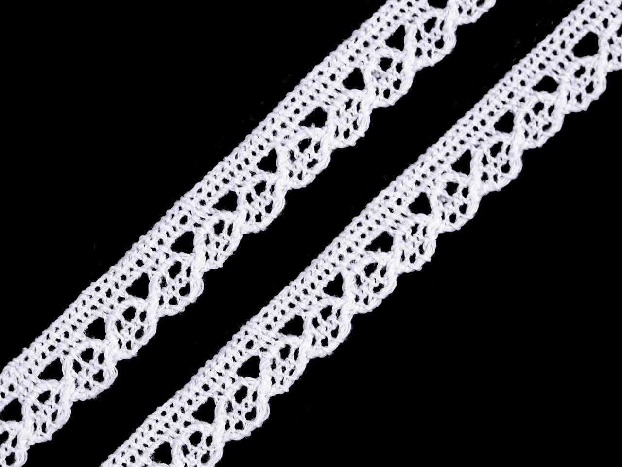 Attēls ar 100% Kokvilnas mežģīne 1 cm - balta – pieejams Šarlotes audumi