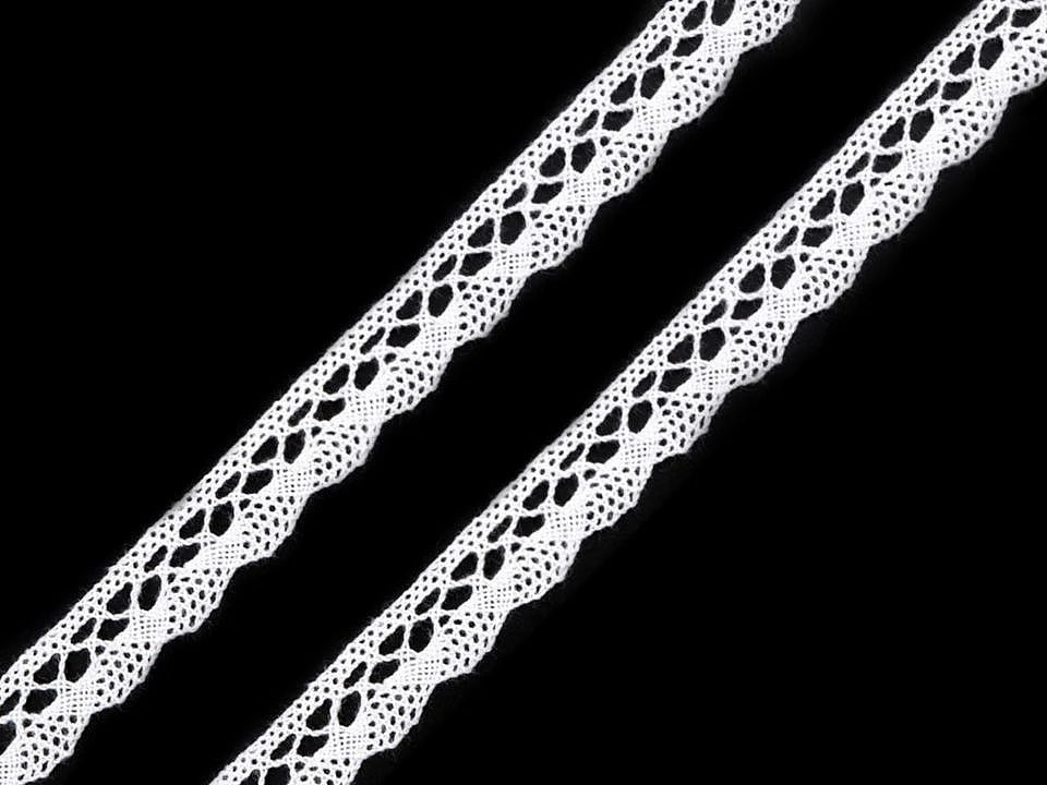 Attēls ar 100% Kokvilnas mežģīne 1 cm - balta – pieejams Šarlotes audumi