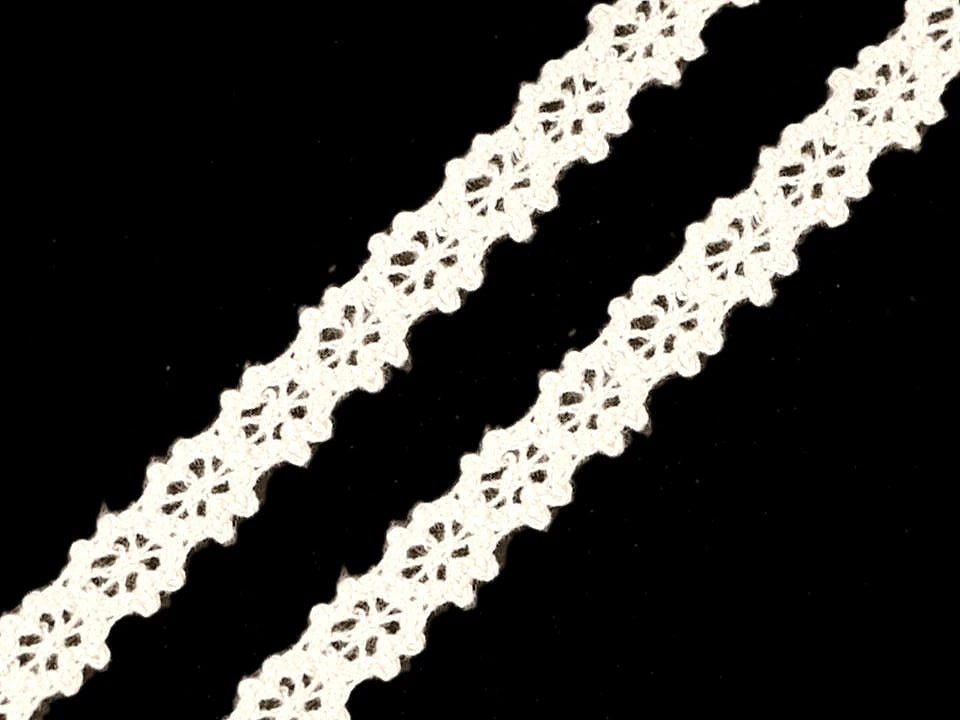 Attēls ar 100% Kokvilnas mežģīne 1,2 cm – pieejams internetā Šarlotes audumi