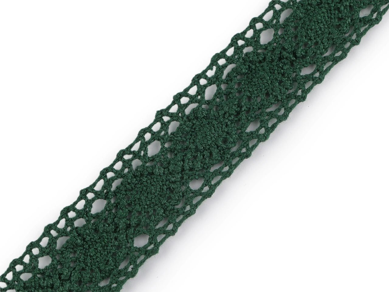 Attēls ar 100% Kokvilnas mežģīne 3 cm - tumši zaļa – pieejams Šarlotes audumi