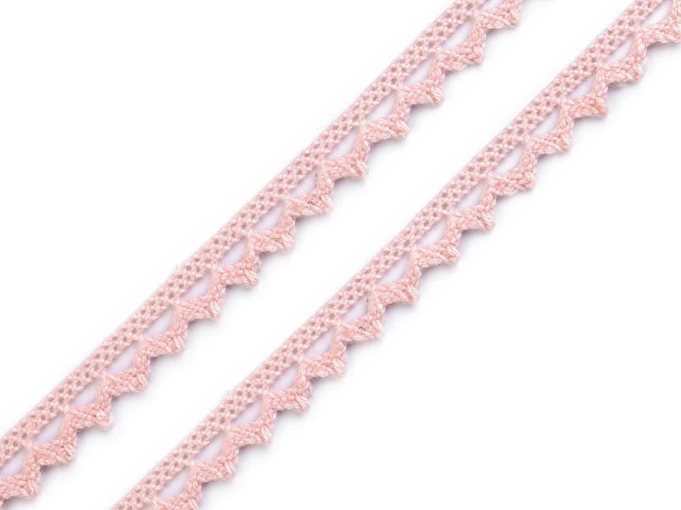 Attēls ar 100% Kokvilnas mežģīne 9 mm - rozā – pieejams Šarlotes audumi